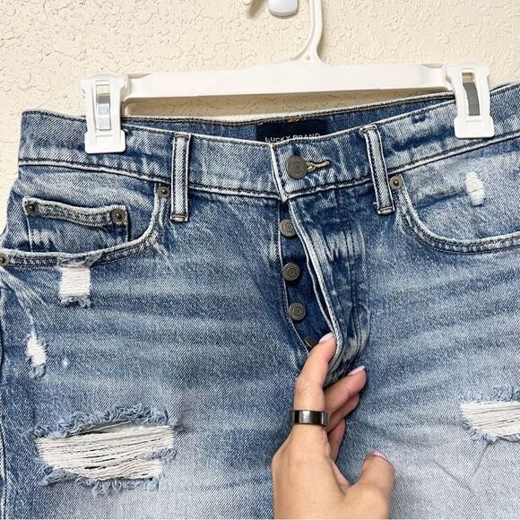 Lucky Brand Womens 90s Loose Short Blue Denim Jean Shorts Buttonfly Size 2/26 - Picture 2 of 8